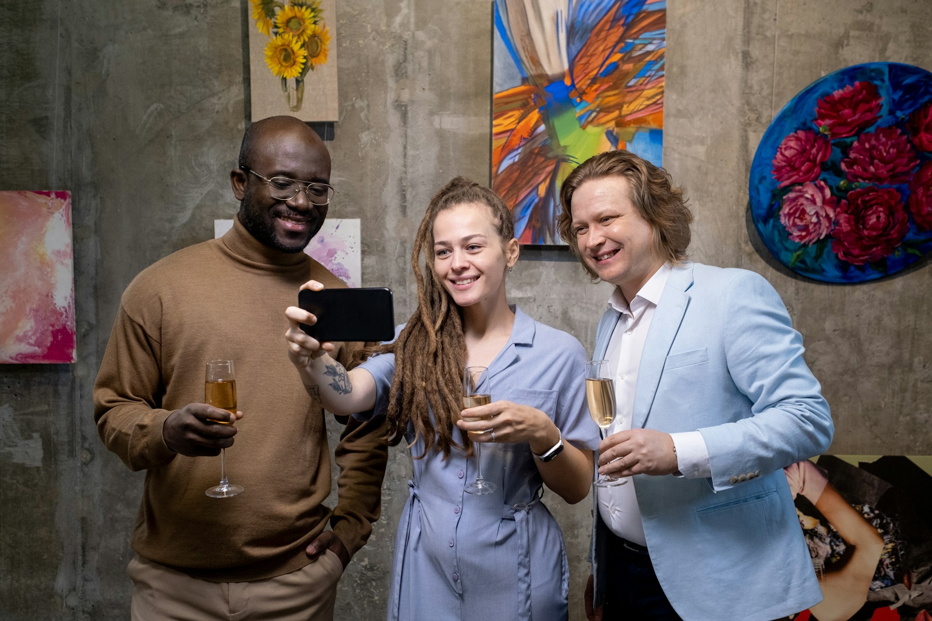 group in an art gallery