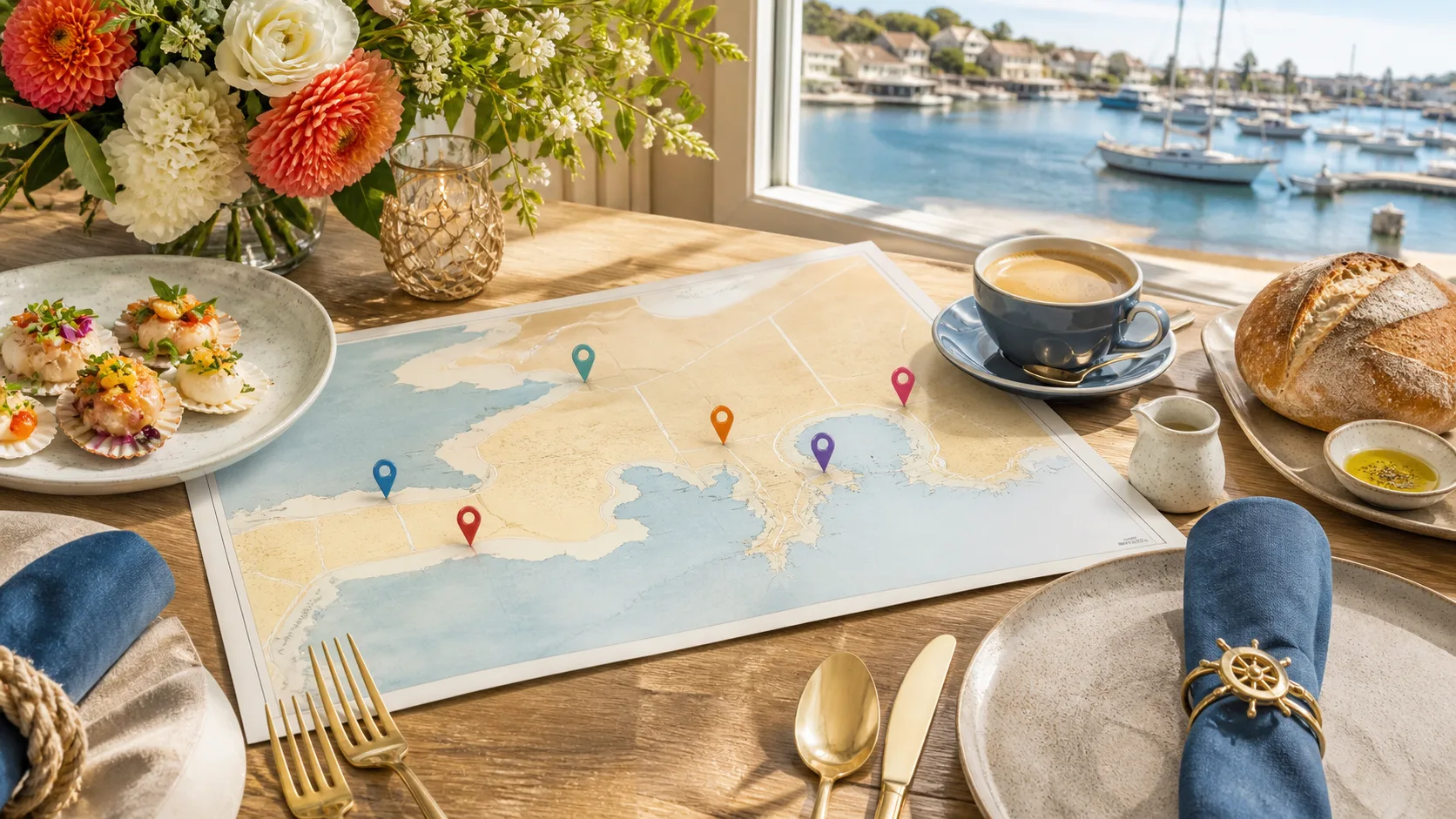 Dining map for Norwalk wedding guests featuring SoNo, Rowayton and Westport restaurants