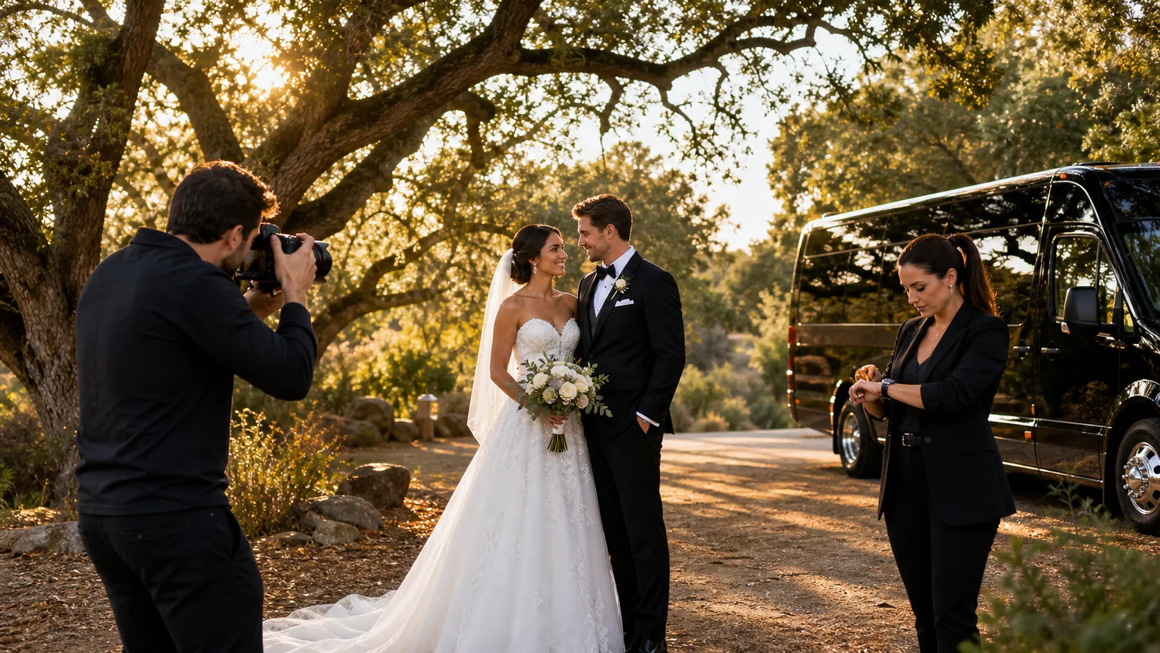 Norwalk wedding photo timeline with golden-hour nature spots and travel times